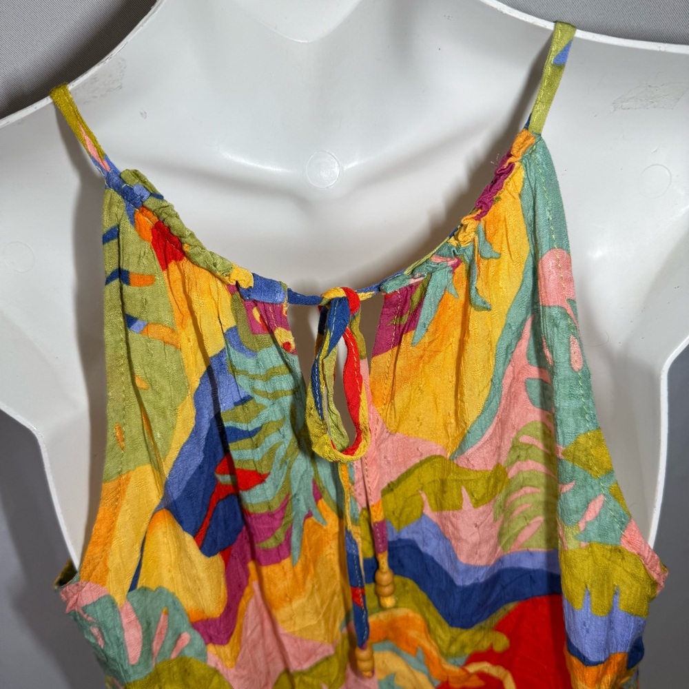 Christian Siriano Tropical Print Halter Tank Top S Multicolor Rayon Resort - Picture 6 of 8